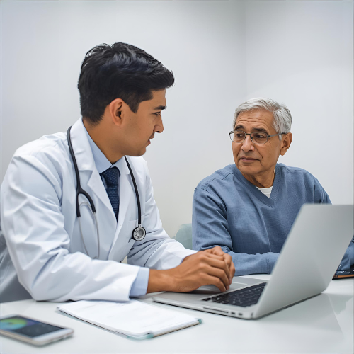 Indian nephrologist consulting a patient